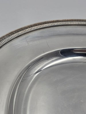 Vtg Christofle France 18” Silverplate Oval Serving Platter Louis XVI Leaf Border