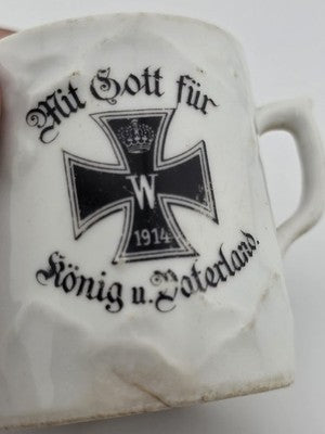 Antique Original WWI German Porcelain Coffee Cup Iron Cross 1914 Kaiser Wilhelm