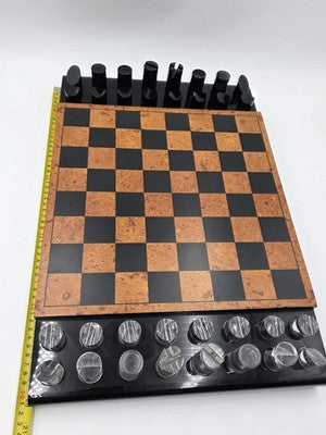 Rare 1960 Rede Guzzini Italy Lucite Chess Set Briar Wood Board Mid Cent. Modern