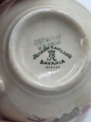 Antique Johann Haviland Bavaria Germany U.S. Zone Floral Teacup Saucer Set 24 Pc