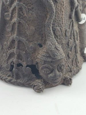 Vtg 1930's West African Bronze Ceremonial Bell Benin Yoruba Style Hand Cast 9in