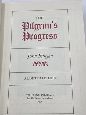 1976 Franklin Library The Pilgrim's Progress John Bunyan Leather Bound Book. New