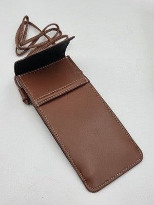 Celine Paris Tan Leather sunglasses Pouch Crossbody Bag with Box Brown Gold Logo