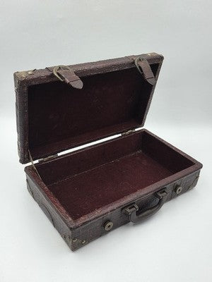 Antique 1930's Faux Alligator Doctors Suitcase Salesman Sample Case. Red Velvet.