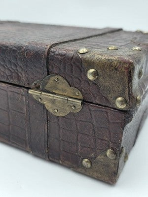 Antique 1930's Faux Alligator Doctors Suitcase Salesman Sample Case. Red Velvet.