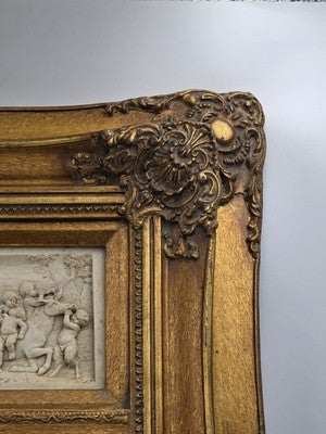 Rare Antique 19th C Enrico Braga Tondo Relief Mirror W Perfugium Regibus Coin