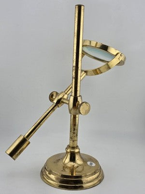 Antique C 1920's Solid Brass Desk Top Magnifying Glass Three Way Adjustable.