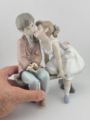 Lladro Porcelain - Ten and Growing Boy Girl Bench 7635 Figurine - Original Box