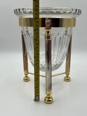 Design Guild Crystal Champagne Chiller Vertical Cut with Stand Brass Barware