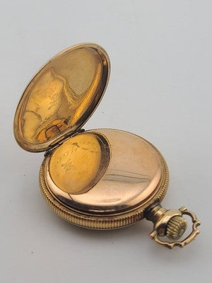 Rare Antique Waltham 12s Pocket Watch 7J Gold Filled 25yr Case C1910 Running