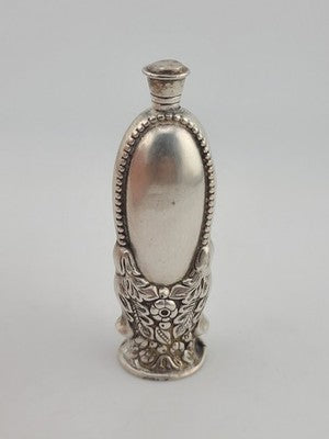 Rare Antique 19th C Victorian Ornate Repousse Sterling Silver Scent Snuff Bottle