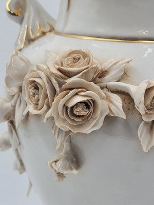 Antique OOAK Mid Century Ornate Hand Made Capodimonte Italy Large Vase No Chips