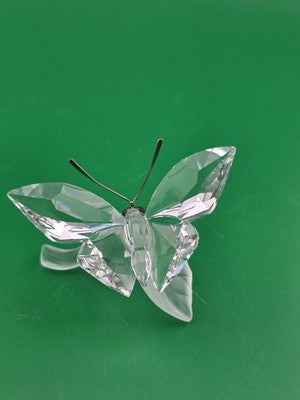 SWAROVSKI Austria Crystal Butterfly on Frosted Leaf Figurine