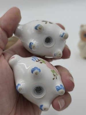 Vintage Lot Of 5 Novelty Animal Salt & Pepper Shakers Owls Pigs Lambs Birds Lion