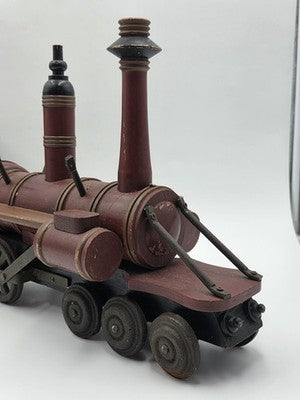Rare Heavy Vintage Handmade Wooden & Cast Iron Steam Train 24" X 14" X 6"
