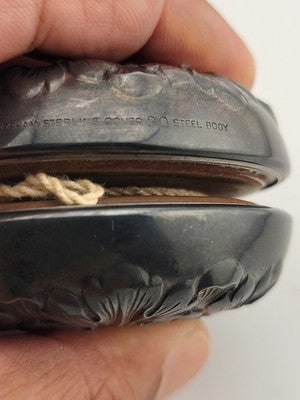 ANTIQUE VICTORIAN GORHAM STERLING SILVER TOY YOYO REPOUSSE LEAVES Steel Body