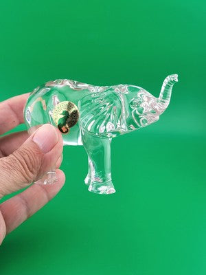 Set Of 2 Waterford Crystal Elephant Paperweights. Mother And Child. VG Cond.