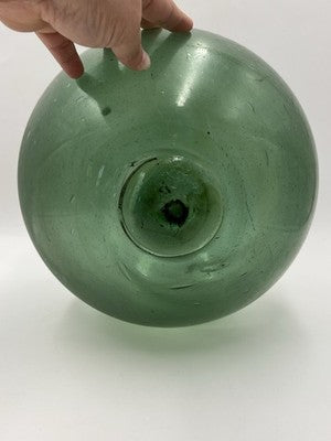Rare Large Hand Blown Art Glass Orb Sphere w/ Freeform Murano Style Bowl Stand