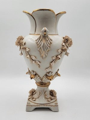 Antique OOAK Mid Century Ornate Hand Made Capodimonte Italy Large Vase No Chips