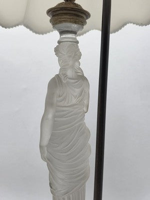 Ultra Rare French Baccarat Frosted & Clear Glass Classical Maiden Table Lamp.