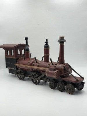 Rare Heavy Vintage Handmade Wooden & Cast Iron Steam Train 24" X 14" X 6"