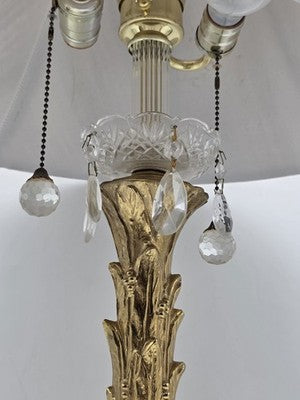 Antique Large Solid Brass Cherub Putti Table Lamp Hollywood Regency Gold. Works