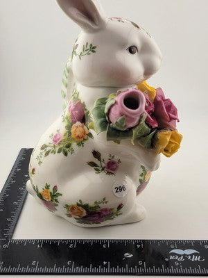 Royal Albert Old Country Roses Porcelain Bunny Rabbit Teapot Decoration VG Cond.