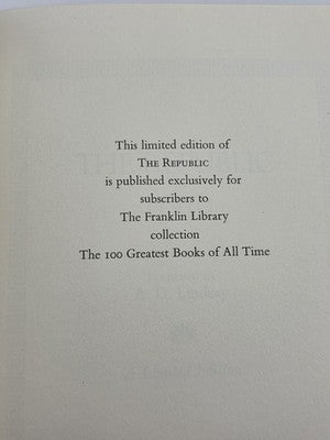 Vintage Plato The Republic Franklin Library 1975 Leather Bound New. Unread.