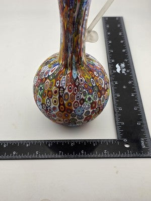 Vtg Fratelli Toso Murano Millefiori Art Glass Vase Pitcher Colorful Floral Italy