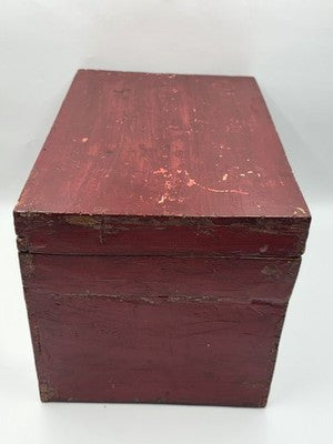 Rare XL Antique 19th C Distressed Tibetan Style Foo Dog Lion Storage Chest Box.