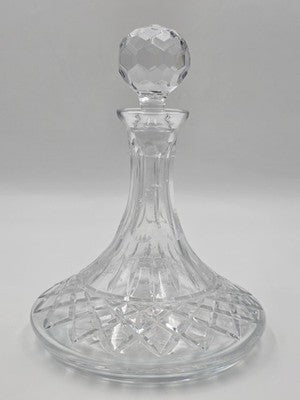Atlantis Crystal Ship Decanter Criss Cross Cut Pattern Watermark Faceted Stopper