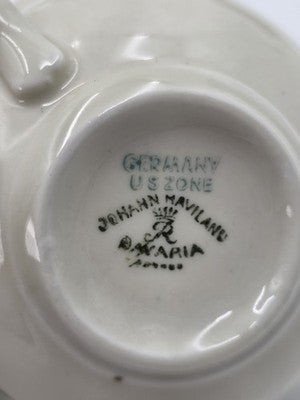 Antique Johann Haviland Bavaria Germany U.S. Zone Floral Teacup Saucer Set 24 Pc