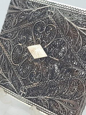 Antique Continental .800 Silver Filigree Cigarette Case Art Nouveau 80g