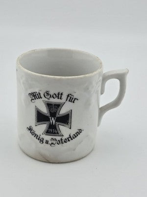 Antique Original WWI German Porcelain Coffee Cup Iron Cross 1914 Kaiser Wilhelm