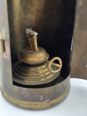 Antique Brass Oil Lantern Early 1900s Maritime Ship Hand Lamp w/ Wick