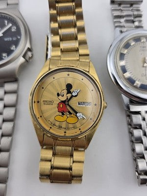 Great Collection Vintage Watch Lot Seiko Disney Dynabeat Raketa Expedition.