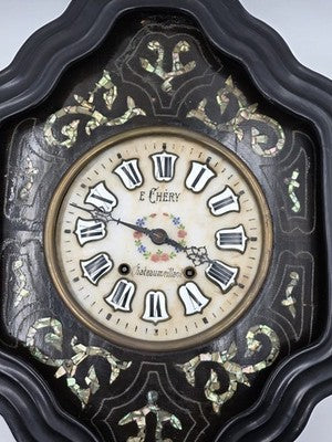 Antique 19th C Mother Of Pearl French E Chery Chateaumeillant Clock. Works. Read