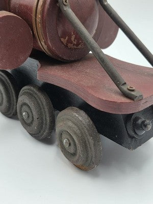 Rare Heavy Vintage Handmade Wooden & Cast Iron Steam Train 24" X 14" X 6"