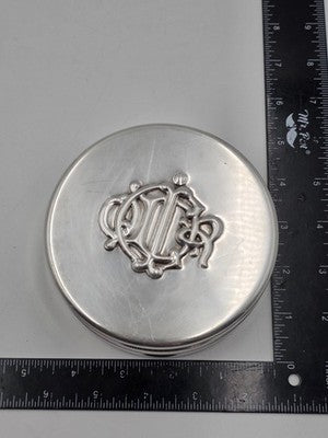 1980s Christian Dior Vintage Silver Plated Monogram Vanity, Trinket Jewelry Box