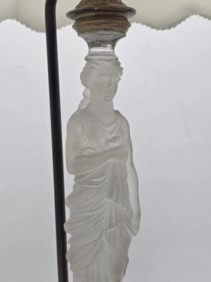 Ultra Rare French Baccarat Frosted & Clear Glass Classical Maiden Table Lamp.