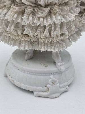 Large Jacqueline Porcelain Lace Figurine Victorian Lady Dresden Style Lace Dress