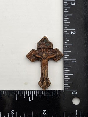 Rare Antique 1907 Pope Pius X Catholic PARDON INDULGENCE Crucifix w Leather Case