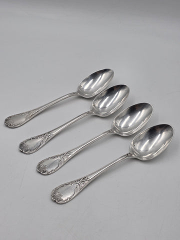 Set 4 Christofle France Silverplate Louis XV Rococo Dinner Table Spoons Flatware