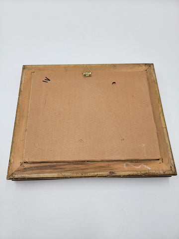 Vintage Mid-century Small Landscape Painting In Gold Wooden Frame. Artist Signed