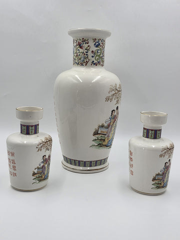 Rare Vintage Matching Set Of 3 Vintage V.V. Karraresi Italian Porcelain Vases