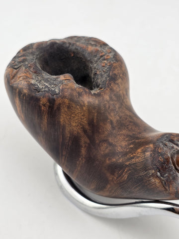 Rare Antique Freehand Acorn Big Block Briar Pipe Plateau Rim Bent Acrylic Stem