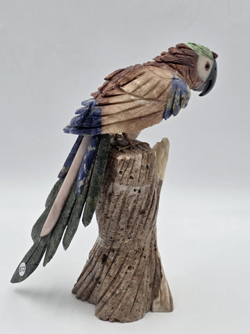 Vintage Hand Carved Macaw Bird Sculpture Rock Agate Crystal Stone Mineral Stone