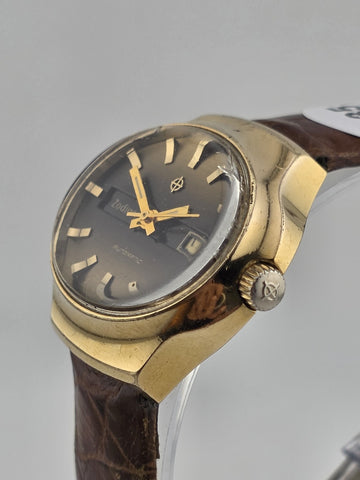 Vintage 1960's Ladies Date Oval Zodiac Automatic Watch. Gold Filled. Working