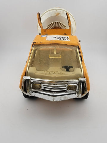 Vintage TONKA 1970's Cement Mixer Truck Construction Metal Orange/Yellow 8"L