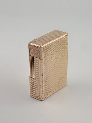 Vintage Small S.T. Dupont Paris Ligne 1 Mesh Pattern Gold Plated Gas Lighter.